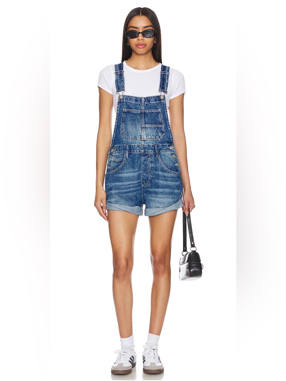 We The Free Medium Ziggy Blue Denim Short Overalls
